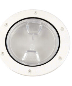 Beckson 4" Clear Center Screw-Out Deck Plate - White