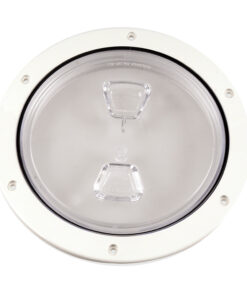 Beckson 6" Clear Center Screw Out Deck Plate - White