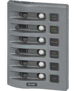 Blue Sea 4376 WeatherDeck Water Resistant Circuit Breaker Panel - 6 Position - Grey