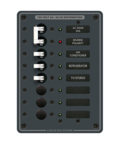 Blue Sea 8027 AC Main +6 Position Breaker Panel - White Switches