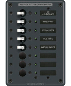 Blue Sea 8159 AC 8 Position 230v (European) Breaker Panel (White Switches)
