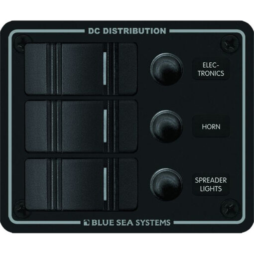 Blue Sea 8374 Water Resistant 3 Position - Black - Vertical Mount Panel