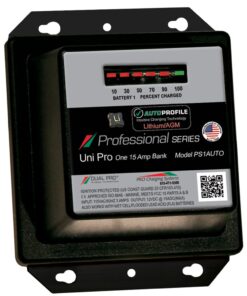 Dual Pro PS1 Auto 15A - 1-Bank Lithium/AGM Battery Charger