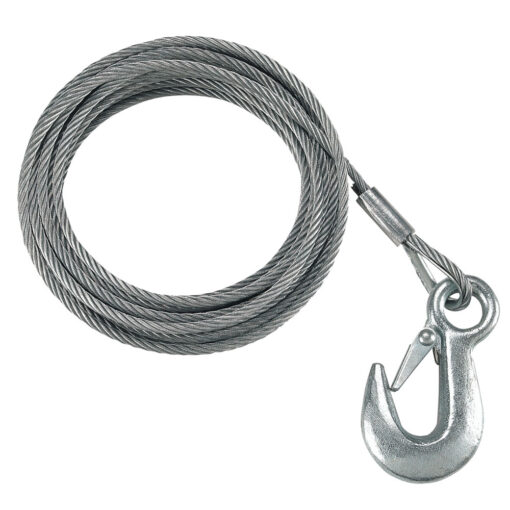 Fulton 7/32" x 50' Galvanized Winch Cable and Hook - 5