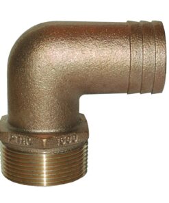 GROCO 1-1/4" NPT x 1-1/8" ID Bronze 90 Degree Pipe to Hose Fitting Standard Flow Elbow