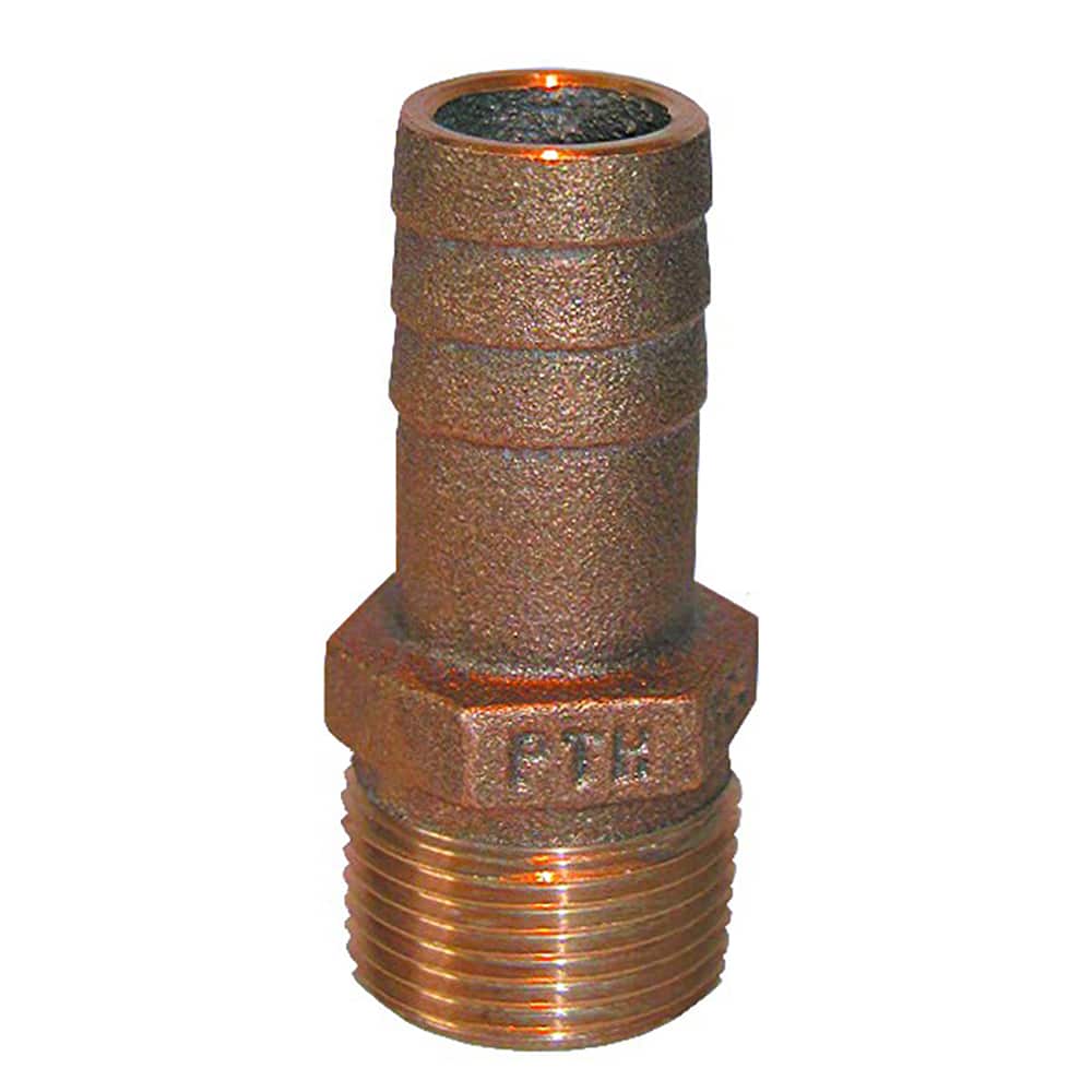 GROCO 1-1/4" NPT x 1-1/8" ID Bronze Pipe to Hose Straight Fitting