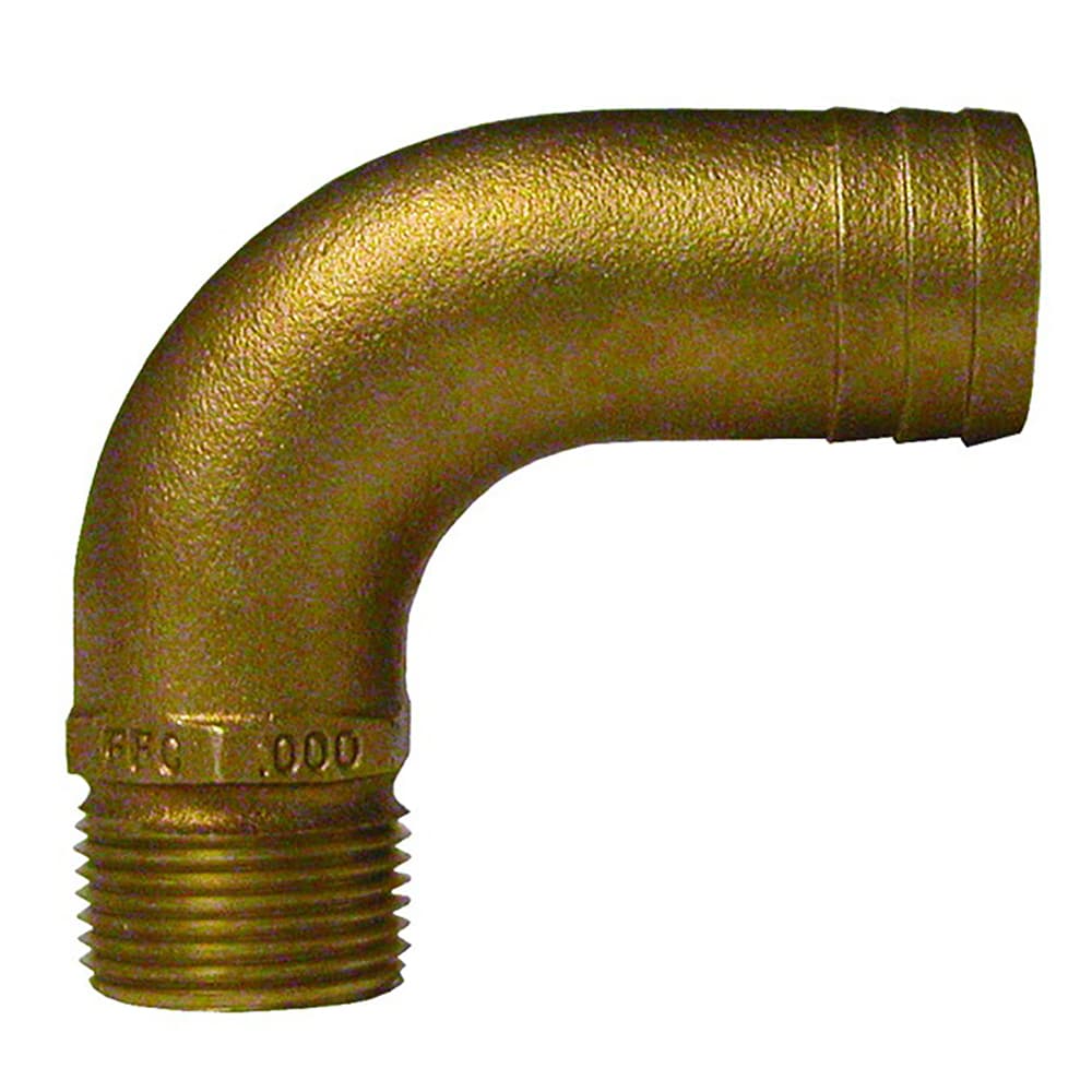 GROCO 1/2" NPT x 3/4" ID Bronze Full Flow 90° Elbow Pipe to Hose Fitting