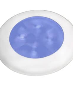 Hella Marine Slim Line LED 'Enhanced Brightness' Round Courtesy Lamp - Blue LED - White Plastic Bezel - 12V