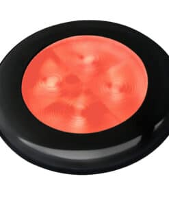 Hella Marine Slim Line LED 'Enhanced Brightness' Round Courtesy Lamp - Red LED - Black Plastic Bezel - 12V