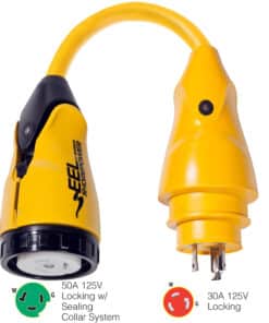 Marinco P30-503 EEL 50A-125V Female to 30A-125V Male Pigtail Adapter - Yellow