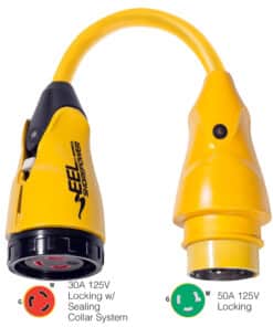 Marinco P503-30 EEL 30A-125V Female to 50A-125V Male Pigtail Adapter - Yellow