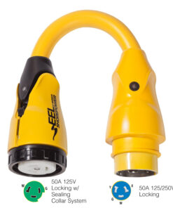 Marinco P504-503 EEL 50A-125V Female to 50A-125/250V Male Pigtail Adapter - Yellow