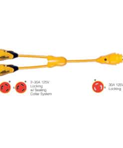 Marinco Y30-2-30 EEL (2)30A-125V Female to (1)30A-125V Male "Y" Adapter - Yellow