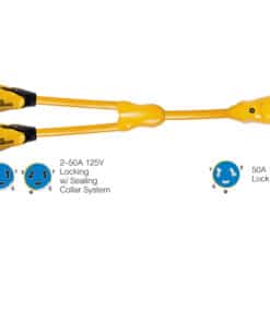 Marinco Y504-2-504 EEL (2)50A-125/250V Female to (1)50A-125/250V Male "Y" Adapter - Yellow