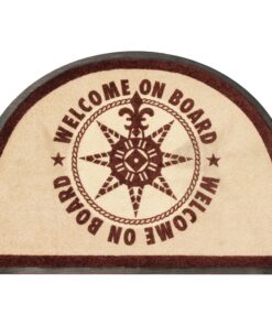 Marine Business Non-Slip WELCOME ON BOARD Half-Moon-Shaped Mat - Brown