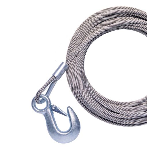Powerwinch Cable 7/32" x 25' Universal Premium Replacement w/Hook - Stainless Steel