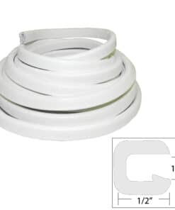 TACO Flexible Vinyl Trim - ¼" Opening x ½"W x 25'L - White