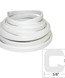 TACO Flexible Vinyl Trim - ⅜" Opening x ⅝"W x 25'L - White