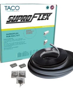 TACO SuproFlex Rub Rail Kit - Black w/Flex Chrome Insert - 2"H x 1.2"W x 80'L