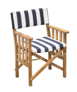 Whitecap Director's Chair II w/Navy & White Cushion - Teak