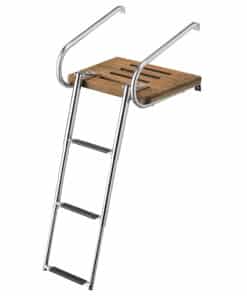 Whitecap Teak Swim Platform w/3-Step Telescoping Ladder f/Boats w/Inboard/Outboard Motors