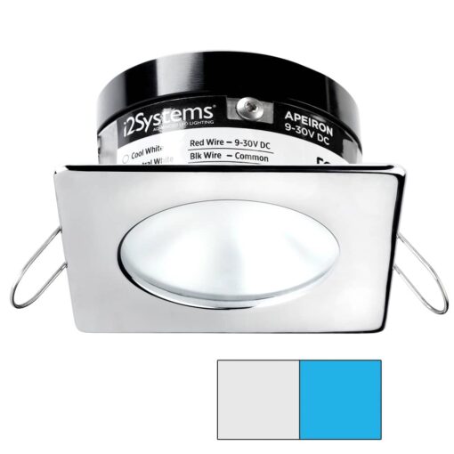 i2Systems Apeiron A503 3W Spring Mount Light - Square/Round - Cool White & Blue - Polished Chrome Finish