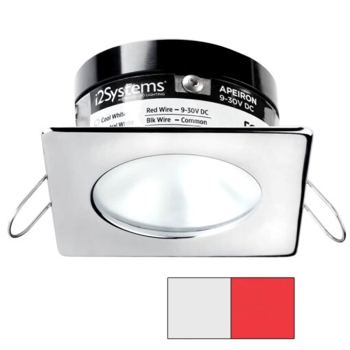 i2Systems Apeiron A503 3W Spring Mount Light - Square/Round - Cool White & Red - Polished Chrome Finish