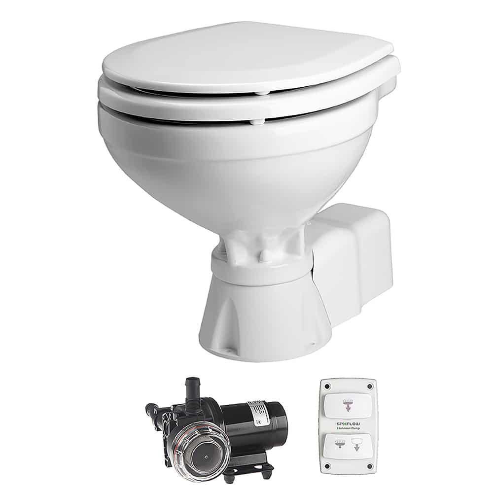 Johnson Pump AquaT Toilet Silent Electric Compact - 12V w/Pump
