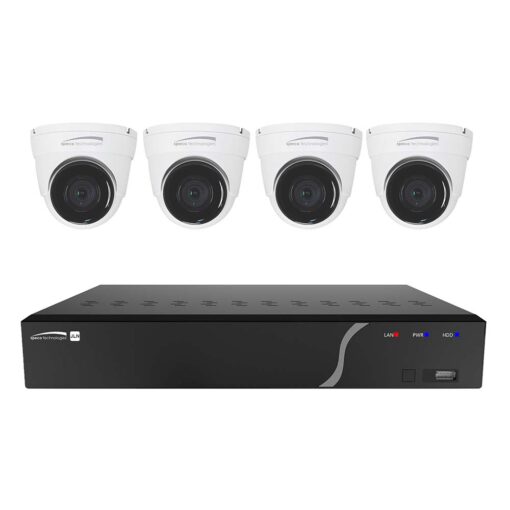 Speco 4 Channel NVR Kit w/4 Outdoor IR 5MP IP Cameras 2.8mm Fixed Lens