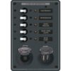 Blue Sea 8120 - 5 Position 12V Panel w/Dual USB & 12V Socket