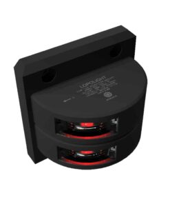 Lopolight Series 301-102 - Double Stacked Port Sidelight - 3NM - Vertical Mount - Red - Black Housing