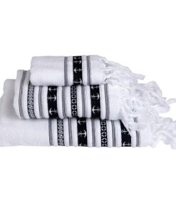 Marine Business White/Anchors Towel Set - SANTORINI - Set of 3