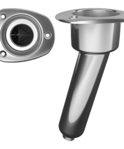 Mate Series Stainless Steel 15° Rod & Cup Holder - Drain - Oval Top