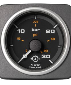 Veratron 52 MM (2-1/16") AcquaLink Transmission Oil Pressure 30 Bar/440 PSI - Black Dial & Bezel