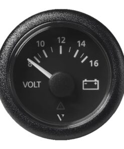 Veratron 52 MM (2-1/16") ViewLine Voltmeter - 8 to16V - Black Dial & Bezel