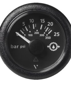 Veratron 52MM (2-1/16") ViewLine Transmission Oil Pressure 25 Bar/350 PSI - Black Dial & Round Bezel