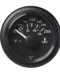 Veratron 52MM (2-1/16") ViewLine Water Temperature Gauge - 100-250°F - Black Dial & Bezel