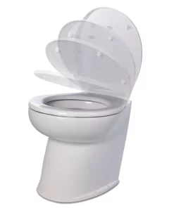 Jabsco Deluxe Flush 14" Angled Back 24V Raw Water Electric Marine Toilet w/Remote Rinse Pump & Soft Close Lid
