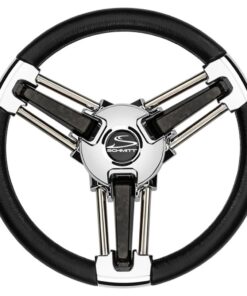 Schmitt Marine Burano Wheel 14" 3/4" Tapered Shaft Black Polyurethane w/Stainless Spoke Includes Center Cap/Nut
