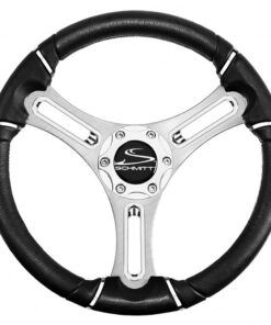 Schmitt Marine Torcello 14" Wheel - 04 Series - Polyurethane Wheel w/Chrome Trim & Cap - Brushed Spokes - 3/4" Tapered Shaft