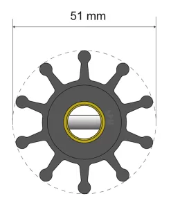 Albin Group Premium Impeller Kit - 51 x 12 x 22mm - 10 Blade - Pin Insert