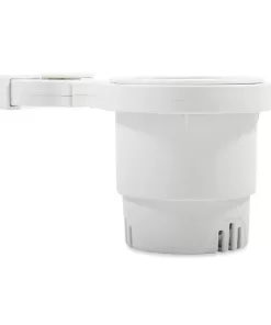 Camco Clamp-On Rail Mounted Cup Holder - Large for Up to 2" Rail - White