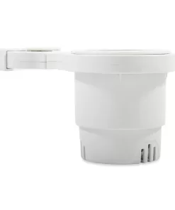 Camco Clamp-On Rail Mounted Cup Holder - Small for Up to 1-1/4" Rail - White