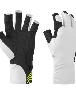 Mustang Traction UV Open Finger Gloves - White & Black - Large