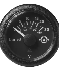 Veratron 52MM (2-1/16") ViewLine Transmission Oil Pressure 30 Bar/435 PSI - Black Dial & Round Bezel