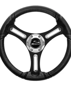 Schmitt Marine Torcello 14" Wheel - 03 Series - Polyurethane Wheel w/Chrome Spoke Inserts & Cap - Black Brushed Spokes - 3/4" Tapered Shaft