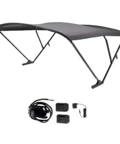 SureShade Battery Powered Bimini - Black Anodized Frame & Black Fabric