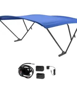 SureShade Battery Powered Bimini - Black Anodized Frame & Pacific Blue Fabric