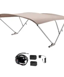 SureShade Battery Powered Bimini - Clear Anodized Frame & Beige Fabric