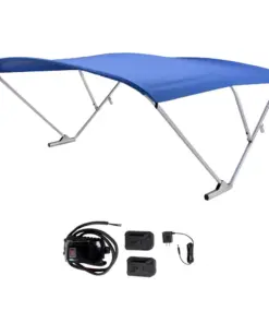 SureShade Battery Powered Bimini - Clear Anodized Frame & Pacific Blue Fabric